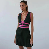 Mini-robe plissée en maille Fleur